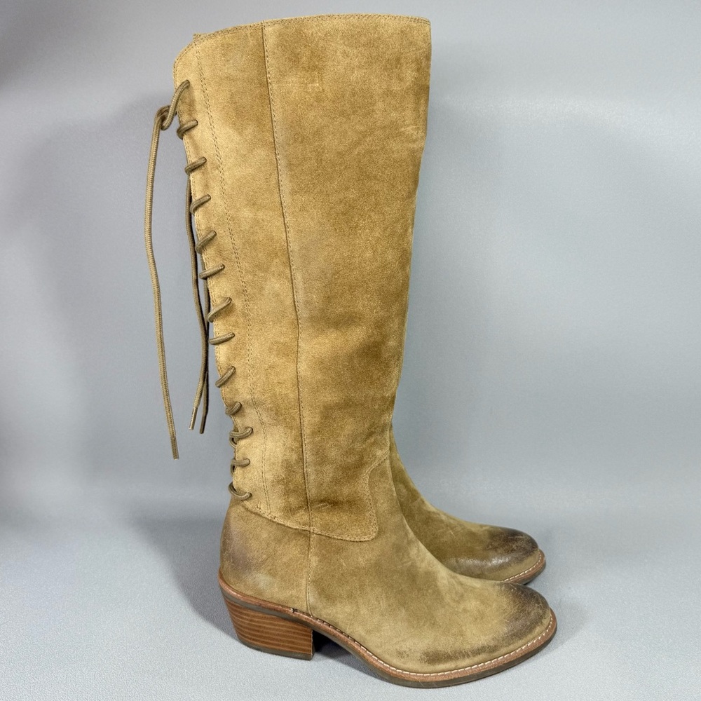 SOFFT Sharnell Tan Distressed Suede Lace-Up Western Inspired Tall Boots - Picture 2 of 15